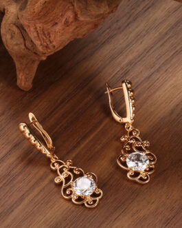 Women’s Fashion Long Pattern Zircon Earrings