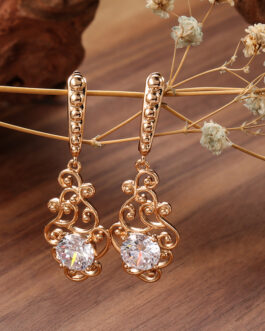 Women’s Fashion Long Pattern Zircon Earrings